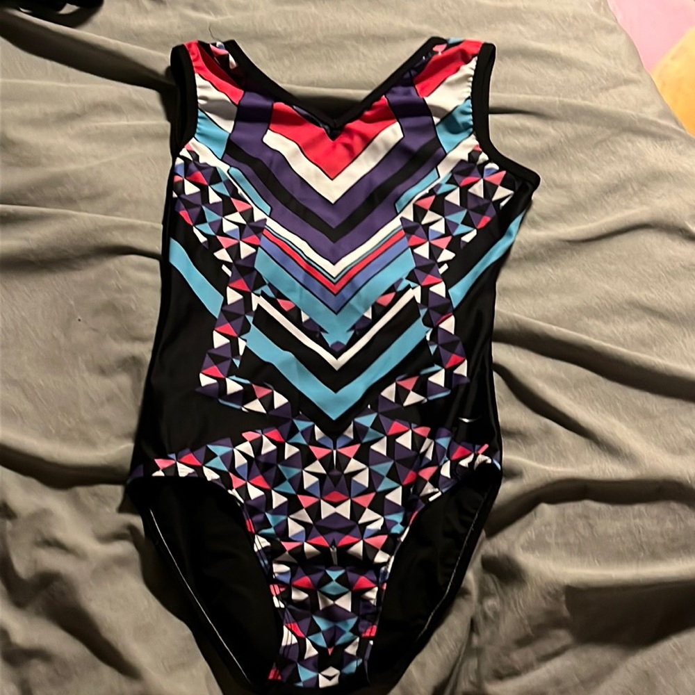 Destira Gymnastics Leotard Geometric Design Sz Adult xs
